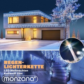 LED Rain Chain Light Chain 5 m for Indoor and Outdoor Use Indoors and Outdoors