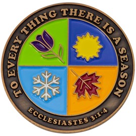A Season for Everything Christian Coin, Bulk Pack of 3, Seasons of Life Pocket Token of Encouragement, Religious Handout for Bible Study and Small Groups, Antique Gold Plated Ecclesiastes 3:1-4 Gift