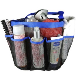 Wrapables Portable Mesh Shower Tote Bag, Blue