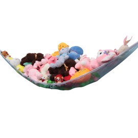 Powkoo Teddy Hammock Extra Large Toy Hammock for Stuffed Animals Soft Cuddly Toy Storage Net for Kids Bedroom (Blue)