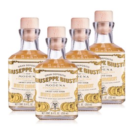 Giusti White Balsamic Vinegar Dressing – Condiment for Cooking and Finishing Dishes such as Salads, Vegetables, or Fish. Made in Italy with Balsamic Vinegar of Modena – 8.45 fl oz (250 ml) - Pack of 4