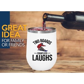 Snowboarding White Edition Wine Tumbler 12oz - Two boards - Ski Snowboard Goggles Snowboarder Skiing Snowboarding Gift Skiers Hiking Mountain