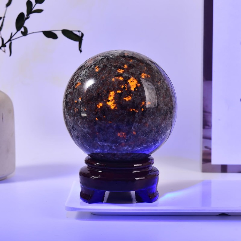 MOGEMT Large Yooperlite Sphere Natural Yooperlite Stone Healing Crystal Ball
