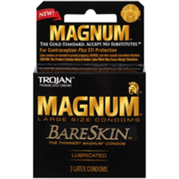 TROJAN Magnum Bareskin Lubricated Condoms 3 ea (Pack of 3)