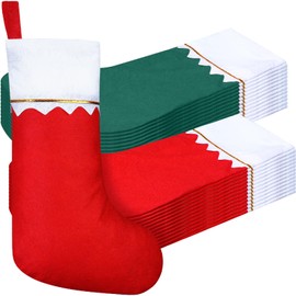 Zubebe 24 Pcs Felt Christmas Stockings 15 Inch Party Favors Stockings Xmas Decoration Stockings Rustic Christmas Santa Stockings for Christmas Holidays Home Decorations(Red, Green)