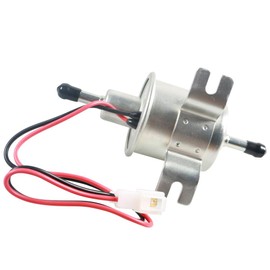 GOIPKO HEP-02A Universal Electric Fuel Pump 24V 3-6PSI Low Pressure Diesel Gasoline Inline Fuel Pump Compatible with Motorcycle Carburetor Lawn Mower Generator (Silver)