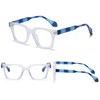 RUNHUIS Square Blue Light Blocker Glasses, Vintage Slim Rectangular Anti-Blue