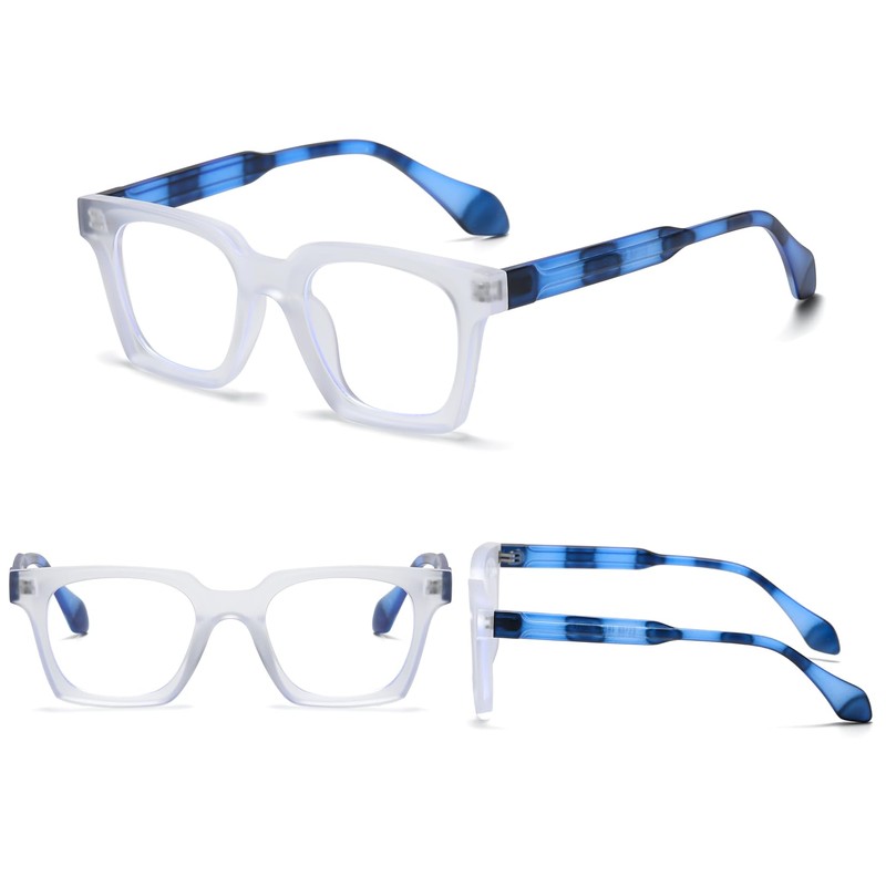 RUNHUIS Square Blue Light Blocker Glasses, Vintage Slim Rectangular Anti-Blue