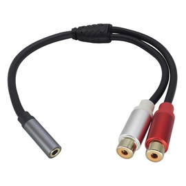 zdyCGTime 2 RCA Female Head to 3.5mm 1/8 Female Head Dual Shielded Red and White Cable Stereo Audio Auxiliary Y Splitter Adapter Sound Frequency Cable,Used for Speaker MP3 TV Phone,Etc(30 CM)