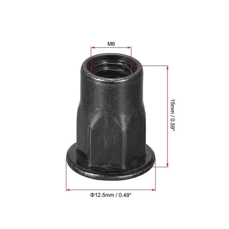 uxcell M6 Rivet Nuts, Thread Half Hexagonal Carbon Steel Zinc-Plated