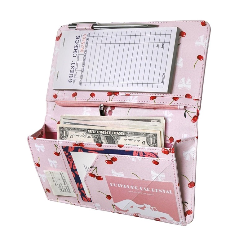 Emapoy Server Book Invoice Holder Bi-Fold Bill Clip for Restaurant