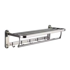 The Popular Bathroom 24 inch Stainless Steel Towel bar with Hooks, Wall Mounted Stainless Steel Towel Rack