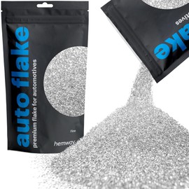 Hemway Automotive Metal Flake Glitter FINE 1/64" 0.015" 0.4mm 375 microns Paint Additive Metal Flake 100g for use with Car Bike Van Truck Wagon Automotive Spray and Spray Painting (Silver)