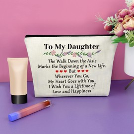 Sazuwu Daughter Wedding Gift from Parents Makeup Bag to My Daughter from Mom Bridal Shower Presents for Bride Cosmetic Bag Bachelorette Wedding Day Presents Travel Pouch