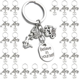 PHAETON 20PCS Cheer Keychains Cheerleading Gifts Cheerleader Coaches Gift Cheer Stuff Gifts Cheer Team Gift Cheer Jewelry for Girls Cheerleading Charm