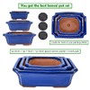 MUZHI 3 Pack Ceramic Rectangular Bonsai Tree Planter Pot Set