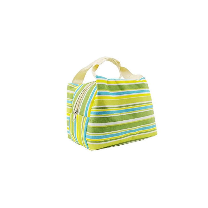 Vinsani Insulated Striped Canvas Thermal Lunch Bag Reusable Portable Cooler