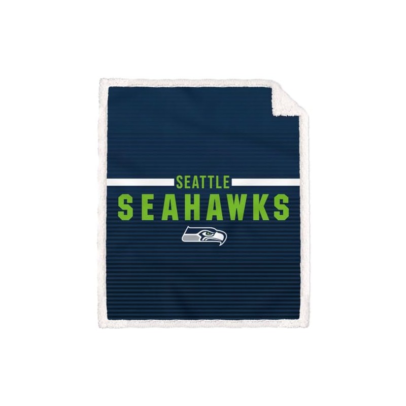 Seattle Seahawks Logo Letter Poly Spandex Blanket with Sherpa
