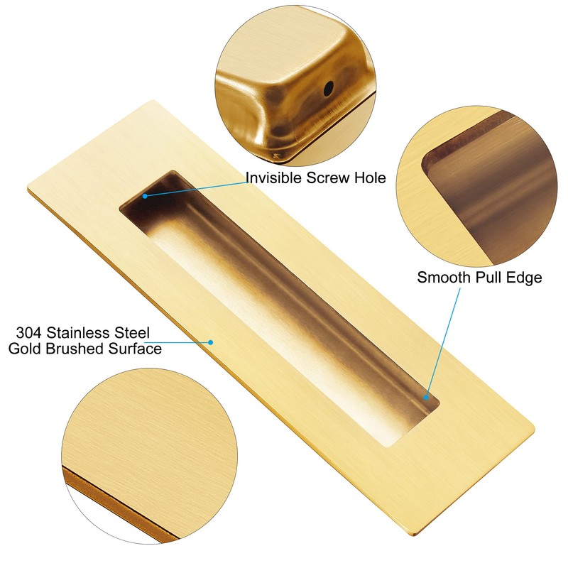 Malimali 6 Inch Gold Recessed Finger Flush Pulls for Pocket
