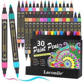 Set de 30 Marcadores Acrílicos de Doble Punta y Doble Color, Colores Vibrantes, Caja de Cartón, Ideal para Proyectos Creativos(30)