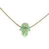 Opal pendant Necklace Bright Blue Opal Hamsa Jewelry