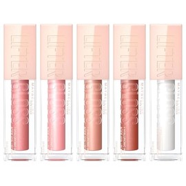 Maybelline Kit 5 Brillos Labiales Lifter Gloss, 5.4ml c/u, de Larga Duración, con Ácido Hialurónico, Brillo hidratante hasta por 4 horas, con aplicador XL para una aplicación uniforme