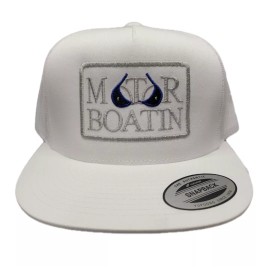 Yupoong Motor Boatin Mesh Snapback Embroidered flat bill trucker hat cap White