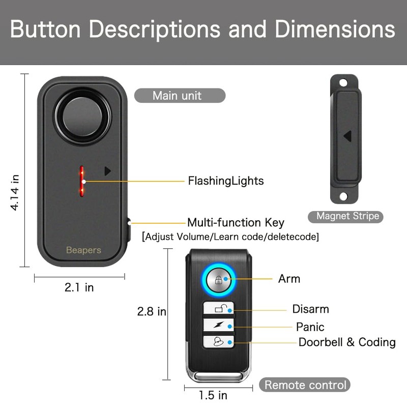 Personal Security Waterproof Door/Window Alarm - IP66 Waterproof with Remote