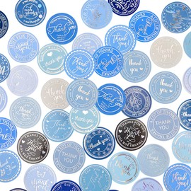 moin 2112sl118 Seal, Flake, Foil Stamping, Gold, Gold, Sparkle, Thank You, Thank You, Blue, Retro, Stylish, Round, Circle, 92 Sheets