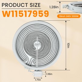2025 Upgrade W11517959 W10275048 10" Range Dual Radiant Surface Heating Element Replacement Fit for Whirl-pool, May-tag, Kitchen-Aid, Jenn-Air Stove, Replace W10169799 W10823729 By Fetechmate