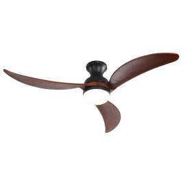 USA in Stock Outdoor Ceiling Fan 52 Inch 3 Wood Blade Modern Smart Ceiling Fan With LED Light and Remote ControlLamp Power(W): 18, Color: Black, Emitting Color: 3 CCT, Wattage: 35W