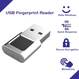 USB Fingerprint Reader Mini Fingerprint Scanner PC Dongle Windows Hello Fingerprint Reader for PC Laptop 360 Degree Touch Speedy Matching Biometric Portable USB Fingerprint Logger for Windows 10/11