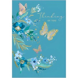 Thinking of You Card - Special Finishes and Embellishments - Floral Butterfly Design - Made in the UK - Eco-Friendly