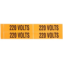 NSI VM-B-5 Pressure Sensitive Voltage Marker, Legend "220 Volts", 4-1/2" Length, 1-1/8" Height, Black on Orange