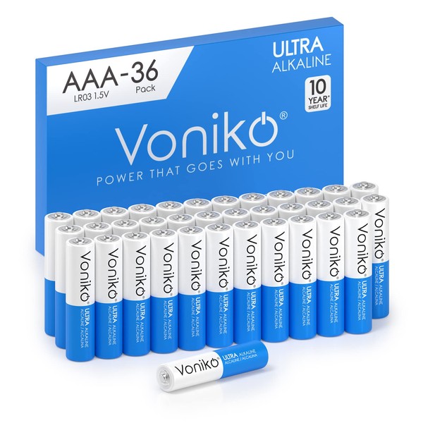 Voniko - Premium Grade AAA Batteries - 36 Pack - Alkaline Triple A Battery - Ultra Long-Lasting, Leakproof 1.5v Batteries - 10-Year Shelf Life