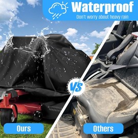 SecosAutoparts Riding Lawn Mower Cover - Waterproof & Heavy Duty 600D Outdoor Lawn Tractor Covers，Universal fit with Storage Bag Compatible with John Deere, EGO, Toro, Craftsman, Husqvarna, Honda