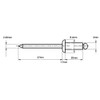 4mm x 20mm Blind Pop Rivet Dome Head Aluminium/Steel Shaft
