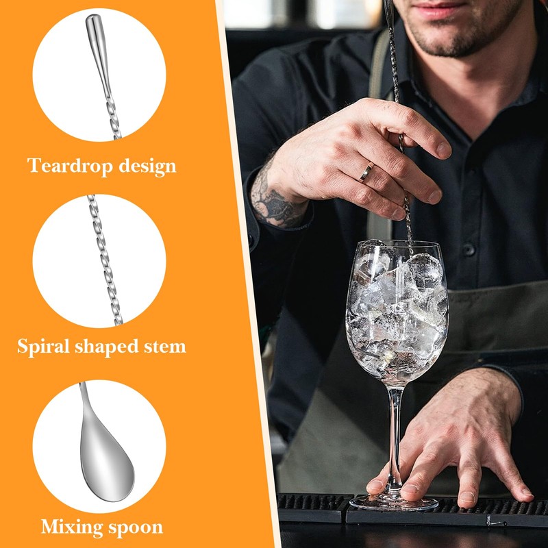 18 Pcs 12 Inch Bar Spoon Cocktail Spoon Stainless Steel