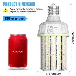 KUKUPPO 80W LED Corn Light Industrial Warehouse High Bay Bulb 12000lm E39 Base 100-277V