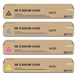 FIRSTINK IM C300 IM C400 IMC300 IMC400 Toner Cartridges 842378 842379 842380 842381 Compatible with Ricoh IM C300 Toner Cartridge for Ricoh Lanier Savin IM C300F C400F C400SF Printer(4-Pack)