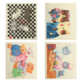 Swedish Dishcloths for Kitchen - Mixed Llamas Set of 4 Eco-Friendly Kitchen Towels and Dishcloths Sets Reusable Paper Towels - Cellulose Dish Sponge Cleaning Cloth - Kitchen Dish Towels