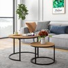 HOJINLINERO Industrial Round Coffee Table Set of 2 End Table
