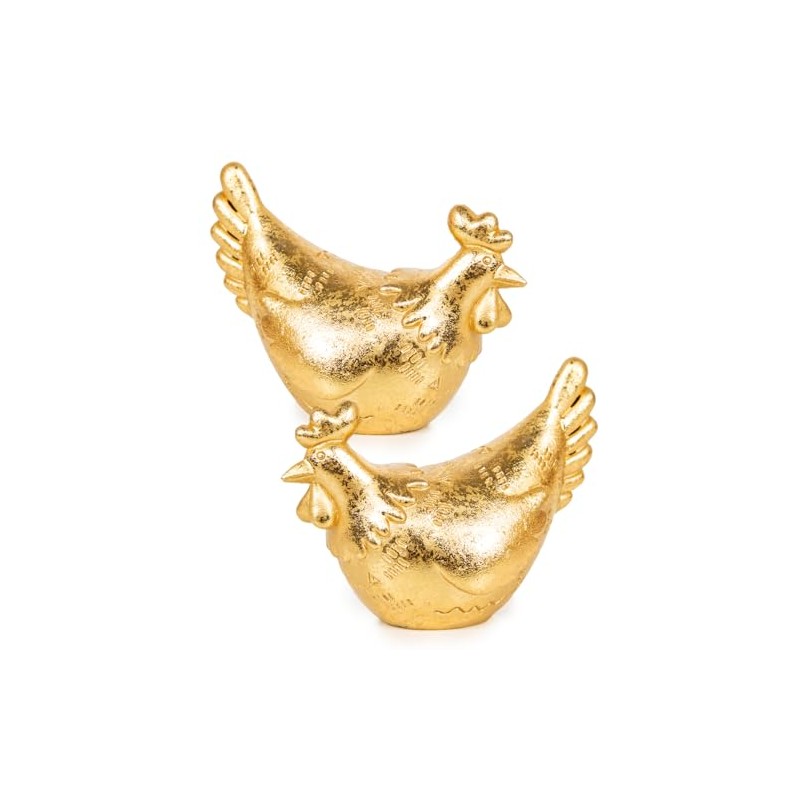 Logbuch-Verlag 2 chicken figures, gold, 12 cm, gold-coloured Easter decoration