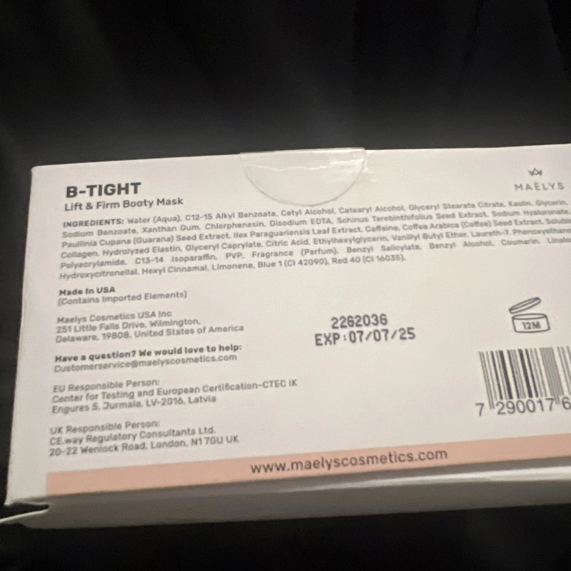 Maelys B-TIGHT Lift & Firm Booty Mask 3.4 oz /