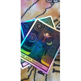 Magic Rose Bunnie High Priestess Tarot Card Holographic Sticker