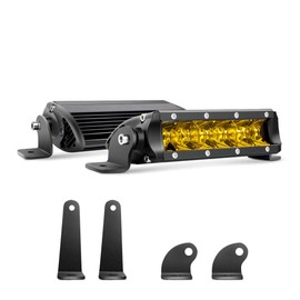 Led Light Bar, Samlight Super Slim 2 PCS 7 Inch 30W Spot Yellow Driving Fog Single Row Light Bar 3600LM Off Road Led Lights with 2 Types of Mounting Brackets for Jeep Truck SUV UTV