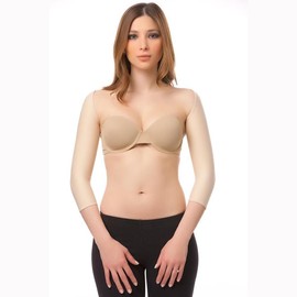 Isavela SL01-MS Below Elbow Sleeves w/Hook & Eye Closure-2XL-Beige