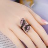Uloveido Black Gun Plated Wide Tree Leaf Stacking Open Wrap