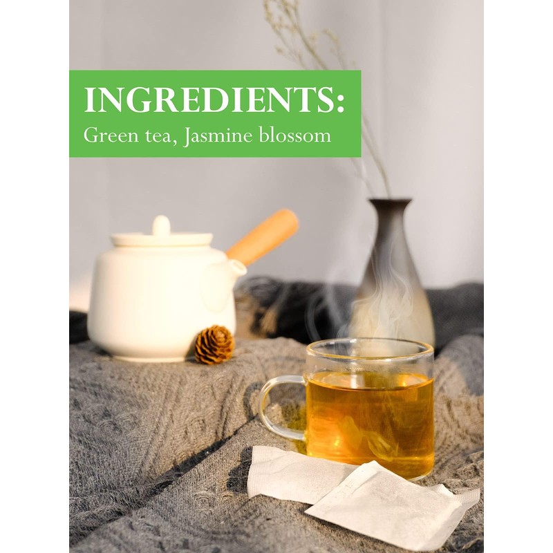 TeeLux Jasmine Green Tea Bags, Natural Caffeinated Jasmine Scented Green