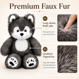 Cudhug Husky Stuffed Animal, Cute Huggable Plush Toy Gift for Kids 15.7"